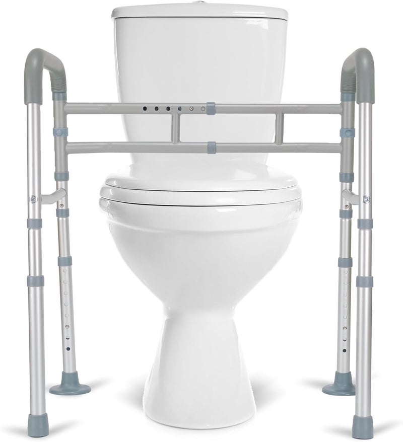 LandTale Toilet Safety Rails, Adjustable Toilet Rails for Elderly Adults Senior Disabled Handicap, Toilet Assistance Handles Safety Frames, Fit for Most Toilet, Foldable & Portable - Image 1